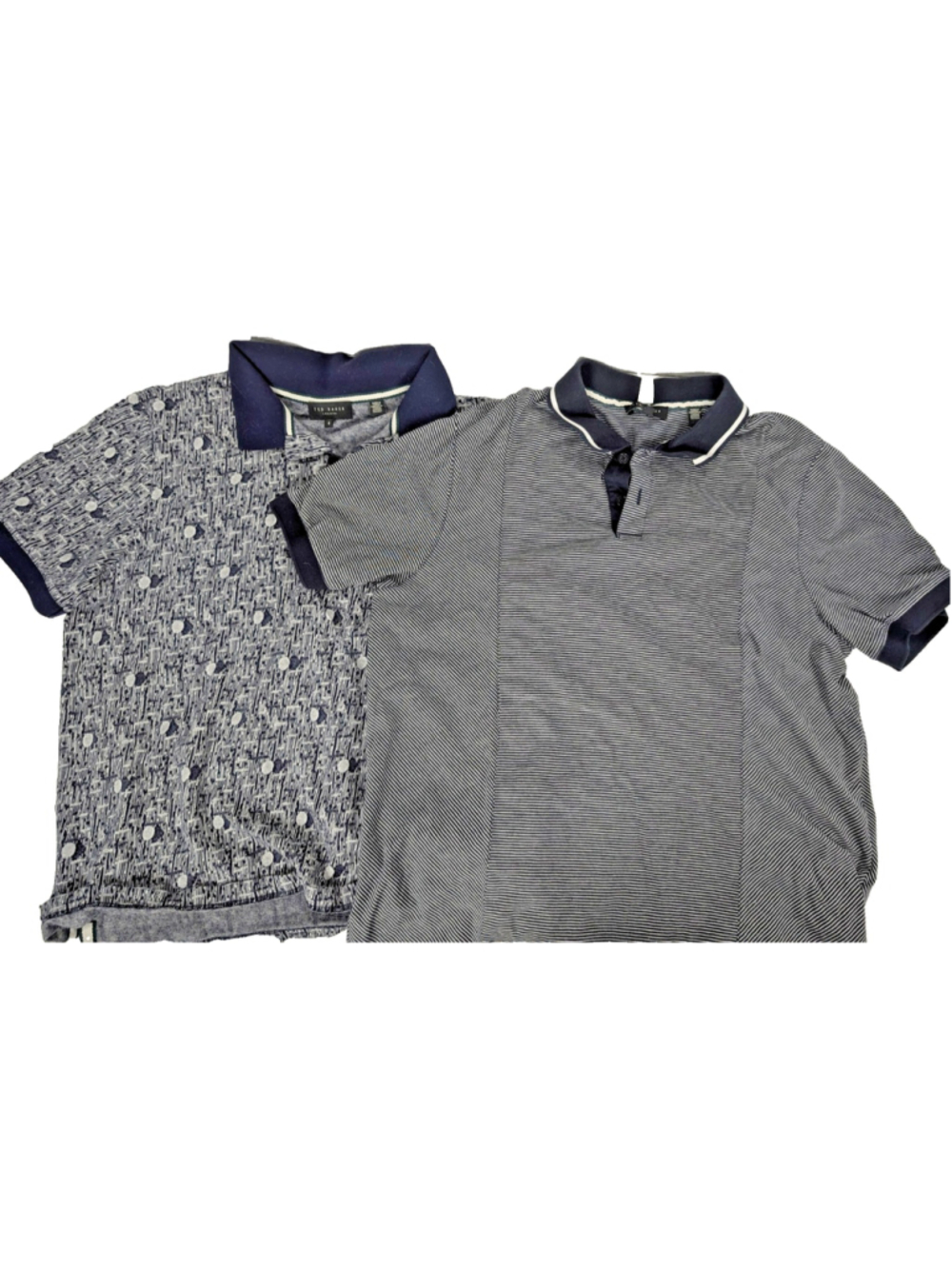 Lot Of 2 Ted Baker London Textured Knit Polo Shirt Size M L Navy Preppy